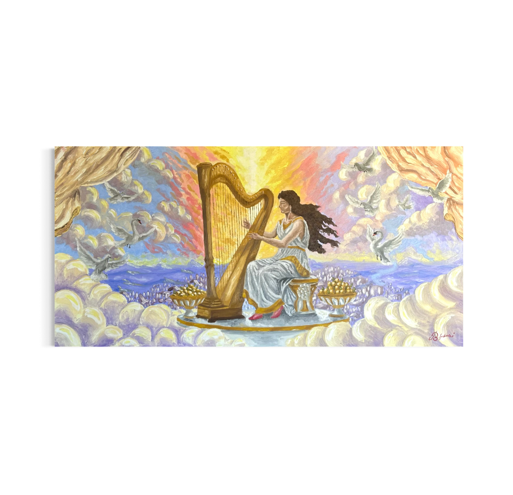 The Celestial Harp of Elaria (Original Painting)