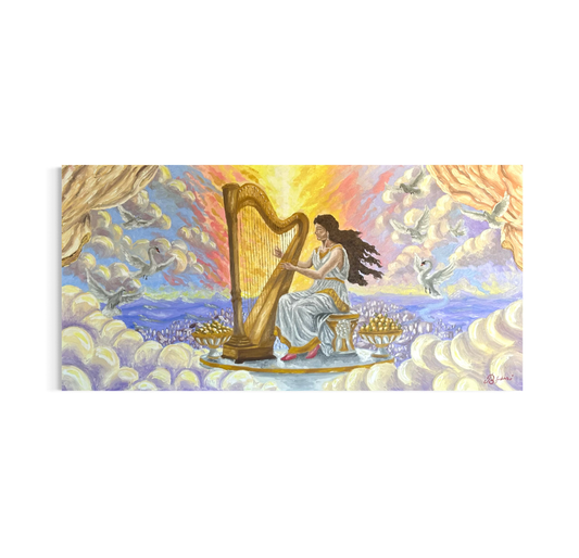 The Celestial Harp of Elaria (Original Painting)
